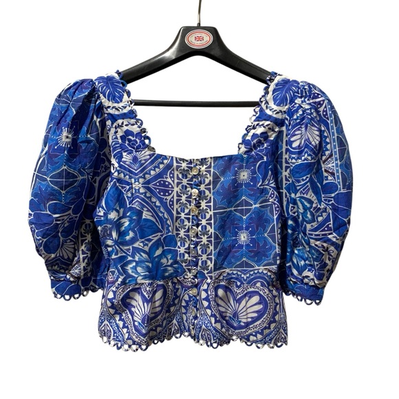 FARM rio puff sleeve cotton tile blouse - Picture 12 of 12